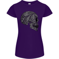 Mandala Skull Gothic Biker Motorbike Womens Petite Cut T-Shirt Purple