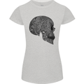 Mandala Skull Gothic Biker Motorbike Womens Petite Cut T-Shirt Sports Grey