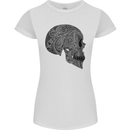 Mandala Skull Gothic Biker Motorbike Womens Petite Cut T-Shirt White