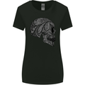 Mandala Skull Gothic Biker Motorbike Womens Wider Cut T-Shirt Black