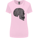 Mandala Skull Gothic Biker Motorbike Womens Wider Cut T-Shirt Light Pink