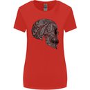 Mandala Skull Gothic Biker Motorbike Womens Wider Cut T-Shirt Red