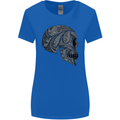 Mandala Skull Gothic Biker Motorbike Womens Wider Cut T-Shirt Royal Blue