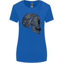 Mandala Skull Gothic Biker Motorbike Womens Wider Cut T-Shirt Royal Blue