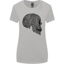 Mandala Skull Gothic Biker Motorbike Womens Wider Cut T-Shirt Sports Grey