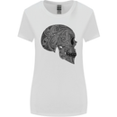 Mandala Skull Gothic Biker Motorbike Womens Wider Cut T-Shirt White