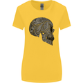 Mandala Skull Gothic Biker Motorbike Womens Wider Cut T-Shirt Yellow