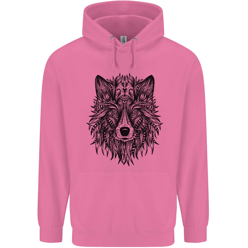 Mandala Tribal Wolf Tattoo Childrens Kids Hoodie Azalea
