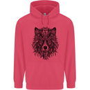 Mandala Tribal Wolf Tattoo Childrens Kids Hoodie Heliconia
