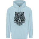 Mandala Tribal Wolf Tattoo Childrens Kids Hoodie Light Blue