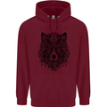 Mandala Tribal Wolf Tattoo Childrens Kids Hoodie Maroon