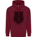Mandala Tribal Wolf Tattoo Childrens Kids Hoodie Maroon