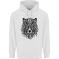 Mandala Tribal Wolf Tattoo Childrens Kids Hoodie White