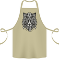 Mandala Tribal Wolf Tattoo Cotton Apron 100% Organic Khaki