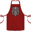 Mandala Tribal Wolf Tattoo Cotton Apron 100% Organic Maroon