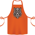 Mandala Tribal Wolf Tattoo Cotton Apron 100% Organic Orange