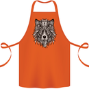 Mandala Tribal Wolf Tattoo Cotton Apron 100% Organic Orange