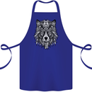 Mandala Tribal Wolf Tattoo Cotton Apron 100% Organic Royal Blue