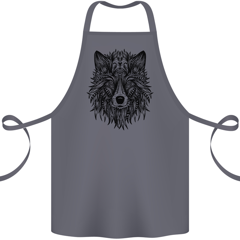 Mandala Tribal Wolf Tattoo Cotton Apron 100% Organic Steel