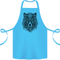 Mandala Tribal Wolf Tattoo Cotton Apron 100% Organic Turquoise