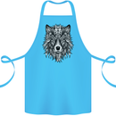 Mandala Tribal Wolf Tattoo Cotton Apron 100% Organic Turquoise