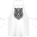 Mandala Tribal Wolf Tattoo Cotton Apron 100% Organic White