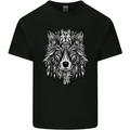 Mandala Tribal Wolf Tattoo Kids T-Shirt Childrens Black