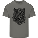 Mandala Tribal Wolf Tattoo Kids T-Shirt Childrens Charcoal