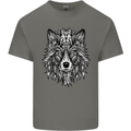 Mandala Tribal Wolf Tattoo Kids T-Shirt Childrens Charcoal