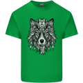 Mandala Tribal Wolf Tattoo Kids T-Shirt Childrens Irish Green