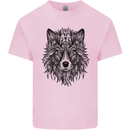 Mandala Tribal Wolf Tattoo Kids T-Shirt Childrens Light Pink