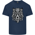 Mandala Tribal Wolf Tattoo Kids T-Shirt Childrens Navy Blue