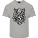 Mandala Tribal Wolf Tattoo Kids T-Shirt Childrens Sports Grey