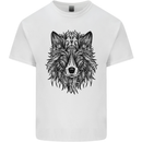 Mandala Tribal Wolf Tattoo Kids T-Shirt Childrens White