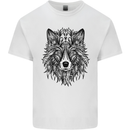 Mandala Tribal Wolf Tattoo Kids T-Shirt Childrens White