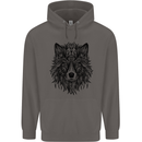 Mandala Tribal Wolf Tattoo Mens 80% Cotton Hoodie Charcoal