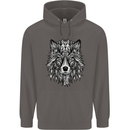 Mandala Tribal Wolf Tattoo Mens 80% Cotton Hoodie Charcoal