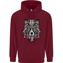 Mandala Tribal Wolf Tattoo Mens 80% Cotton Hoodie Maroon