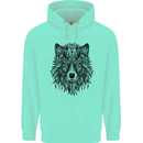Mandala Tribal Wolf Tattoo Mens 80% Cotton Hoodie Peppermint