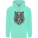 Mandala Tribal Wolf Tattoo Mens 80% Cotton Hoodie Peppermint