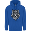 Mandala Tribal Wolf Tattoo Mens 80% Cotton Hoodie Royal Blue