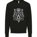 Mandala Tribal Wolf Tattoo Mens Sweatshirt Jumper Black