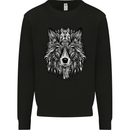 Mandala Tribal Wolf Tattoo Mens Sweatshirt Jumper Black