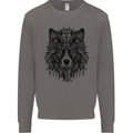 Mandala Tribal Wolf Tattoo Mens Sweatshirt Jumper Charcoal