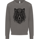 Mandala Tribal Wolf Tattoo Mens Sweatshirt Jumper Charcoal
