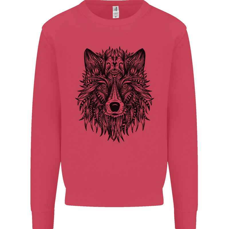 Mandala Tribal Wolf Tattoo Mens Sweatshirt Jumper Heliconia