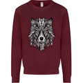 Mandala Tribal Wolf Tattoo Mens Sweatshirt Jumper Maroon
