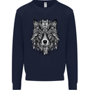 Mandala Tribal Wolf Tattoo Mens Sweatshirt Jumper Navy Blue