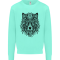 Mandala Tribal Wolf Tattoo Mens Sweatshirt Jumper Peppermint