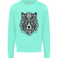 Mandala Tribal Wolf Tattoo Mens Sweatshirt Jumper Peppermint